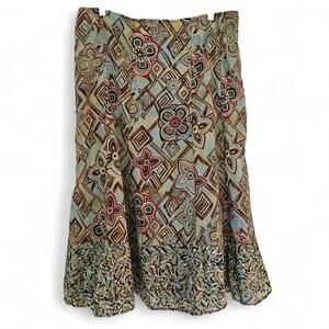Requirements Womens Cotton Floral Geometric Ruffle Hem Boho Midi Skirt Size 14